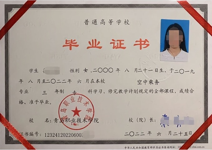 南开青岛职业技术学院毕业证样本图片